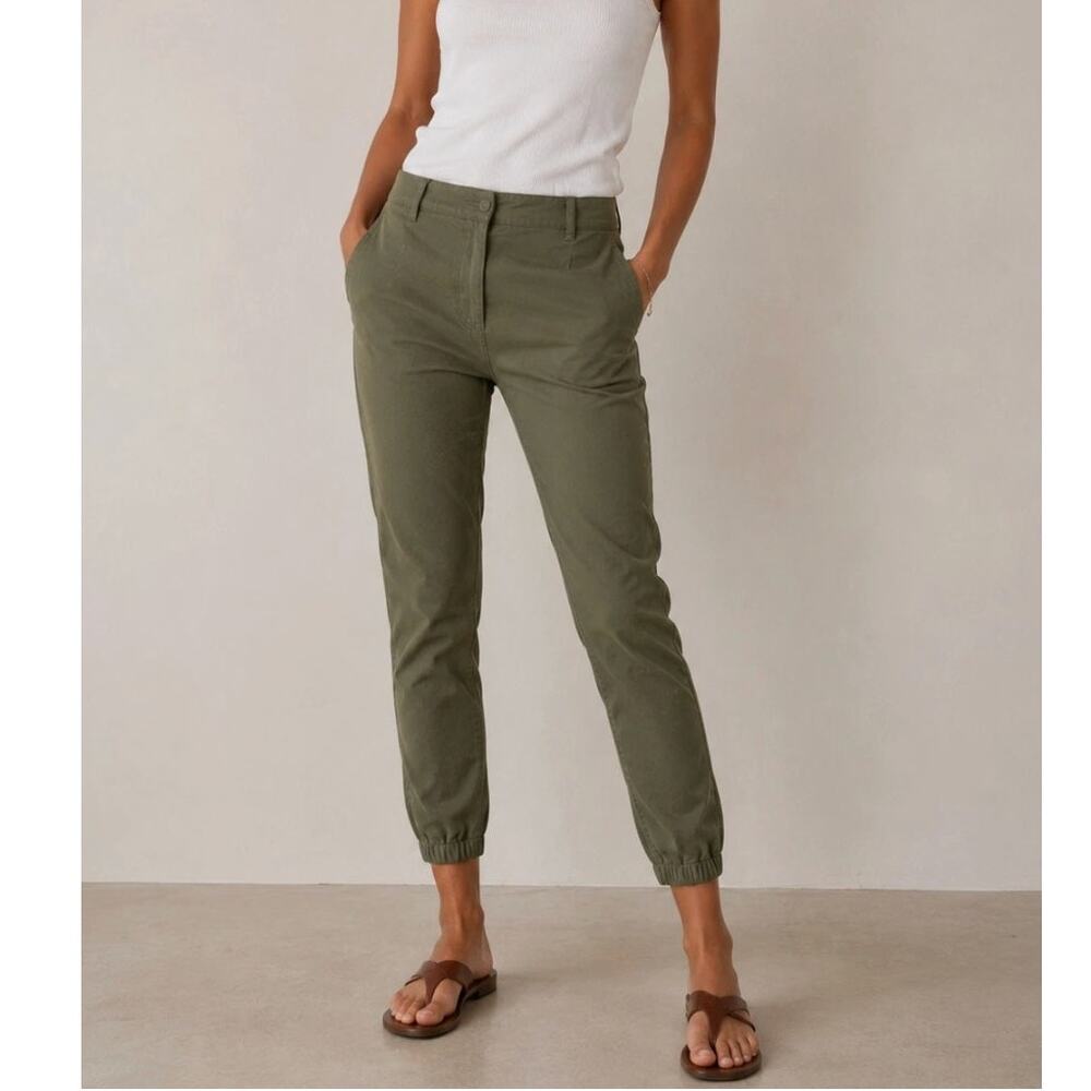 Nili Lotan 2 French $380 Military Cargo Pants Stretch Cotton Cropped Army Green